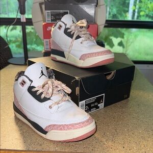 Jordan 3 Retro White and Pink Sneakers